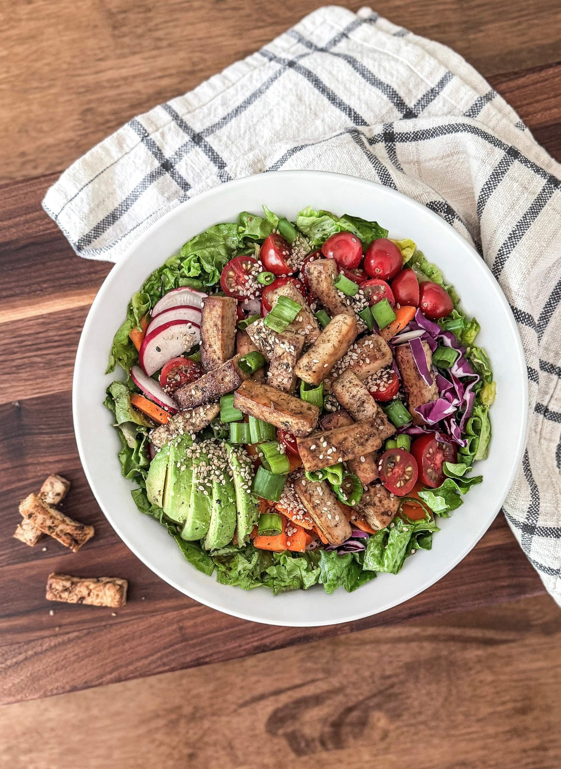 Easy Baked Tofu for Salads | That Salad Lady